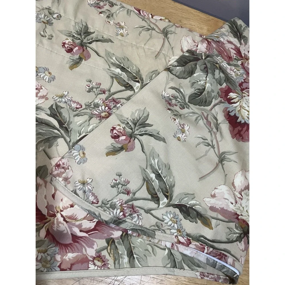 Waverly Home Forever Yours Valance Tan Pink Peonies Shabby Cottagecore‎ 77x21